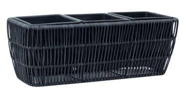 Puķu pods Home4you Wicker 38076, plastmasa/metāls, 430 mm x 160 mm, melna