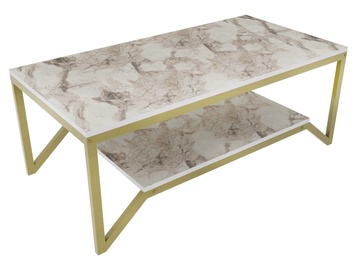 Журнальный столик Kalune Design Flora, золотой/белый, 1200 мм x 600 мм x 458 мм