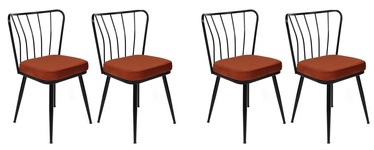 Ēdamistabas krēsls Kalune Design 945 V4 974NMB1626, spīdīga, melna/sarkana, 42 cm x 43 cm x 82 cm, 4 gab.
