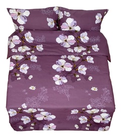 Gultas veļas komplekts Rustilė Sakura 3495, brūna/balta/violeta, 200x200 cm