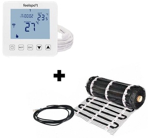 Отопительный мат Warmset Black + Programmable Thermostat WTH22.16 WiFi, 0.5 м x 4 м, 2 м², 300 Вт