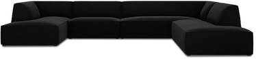 Kampinė sofa Micadoni Home Ruby Panoramic 7 Seats, juoda, dešininė, 366 x 273 cm x 69 cm