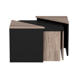 Журнальный столик Kalune Design Flora 506MNR1234, черный/дубовый, 45 - 60 см x 60 см x 42 - 47 см
