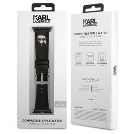 Siksniņa Karl Lagerfeld Karl Lagerfeld Karl Head PU Watch Strap for Apple Watch 38/40mm, melna