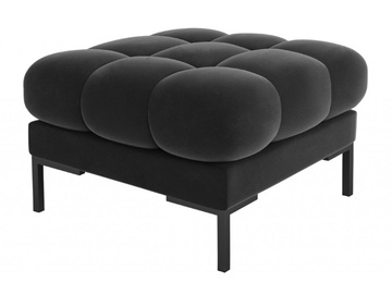 Pufs Micadoni Home Mamaia Velvet, melna/tumši pelēka, 60 cm x 60 cm x 41 cm
