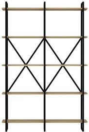 Plaukts Kalune Design Elston 1200 3, melna/ozola, 34 cm x 120 cm x 180 cm