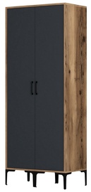 Skapis Kalune Design Kumsal SS, valriekstu/antracīta, 47.5 cm x 80 cm x 201.4 cm