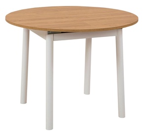 Обеденный стол c удлинением Kalune Design Oliver, белый/дубовый, 100 - 139 см x 100 см x 75 см