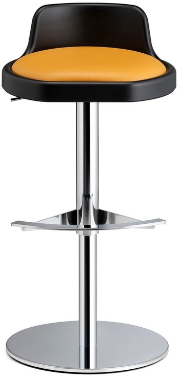 Bāra krēsls Kalune Design ZOM 296BRT2809, spīdīga, melna/dzeltena/hroma, 43 cm x 46 cm x 84 cm