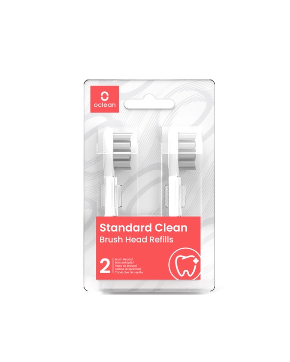  Насадки для зубных щеток Oclean Standard clean W02, белый, 2 шт.