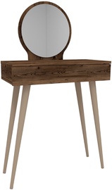 Столик-косметичка Kalune Design Siena 550ARN2778, ореховый, 72 см x 35 см x 129.2 см, с зеркалом