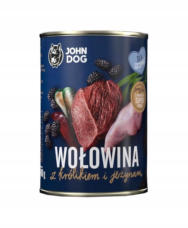 Mitrā barība (konservi) suņiem John Dog Berry Beef and Rabbit & Blackberries, liellopa gaļa/truša gaļa, 0.4 kg, 6 gab.