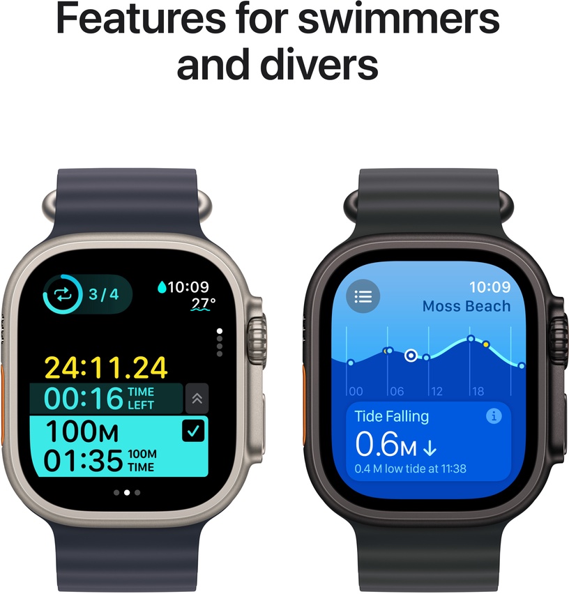 Viedais pulkstenis Apple Watch Ultra 2 GPS + Cellular 49mm Navy Ocean Band LV/EE, natural titanium