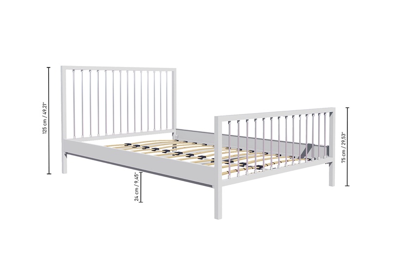 Кровать Kalune Design Breeze, 180 x 200 cm, коричневый/белый, с решеткой
