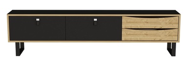 ТВ стол Kalune Design Fisco, черный/дубовый, 1800 мм x 290 мм x 510 мм