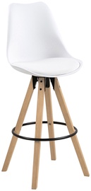 Барный стул Dima, белый/дубовый, 55 см x 48.5 см x 11.5 см