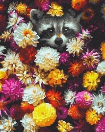 Картина по номерам Twoje Hobby Raccoon In Flowers 480510, многоцветный