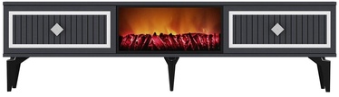 TV galds Kalune Design Flame, sudraba/antracīta, 150 cm x 29.6 cm x 44.6 cm