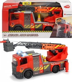 Rotaļu ugunsdzēsēju mašīna Dickie Toys SOS Scania Fire Truck 203716017038, sarkana