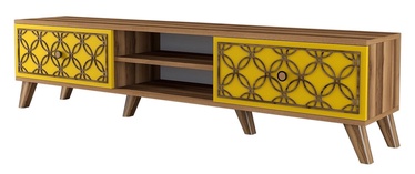 TV staliukas Kalune Design Class, geltonas/riešuto, 180 cm x 35 cm x 44 cm