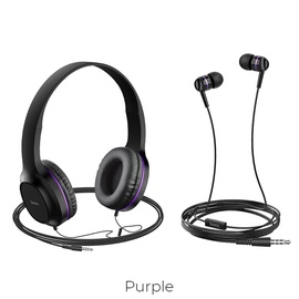 Наушники Hoco W24 in-ear, черный/фиолетовый