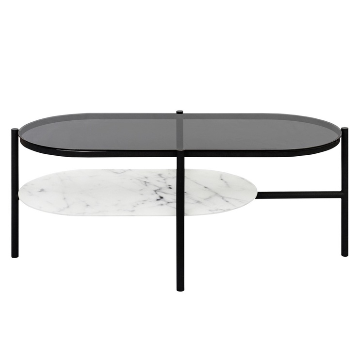Kafijas galdiņš Shildon 61847, balta/melna, 55.5 cm x 115.3 cm x 45 cm