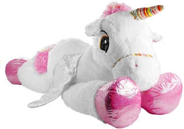 Mīkstā rotaļlieta Lean Toys Unicorn Horse, balta/rozā, 120 cm