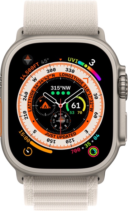 Умные часы Apple Watch Ultra GPS + Cellular 49mm Titanium Case with Starlight Alpine Loop - Small, титановый