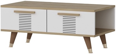 Журнальный столик Kalune Design Asimo, белый/дубовый, 45 см x 90 см x 38 см