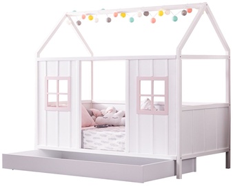 Выдвижная кровать Kalune Design Bodrum P-Myy, белый/розовый, 100 x 200 см