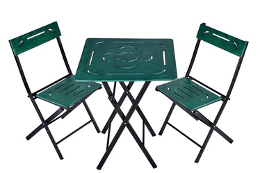 Āra mēbeļu komplekts Kalune Design Bistro 379VLV1505, melns/zaļa, 2 sēdvietas