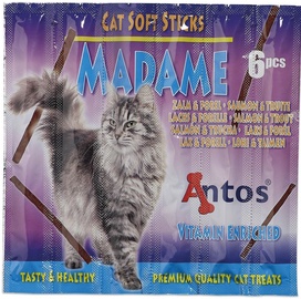 Лакомство для кошек Antos Madame Soft Sticks, рыба/лосось, 0.03 кг, 6 шт.