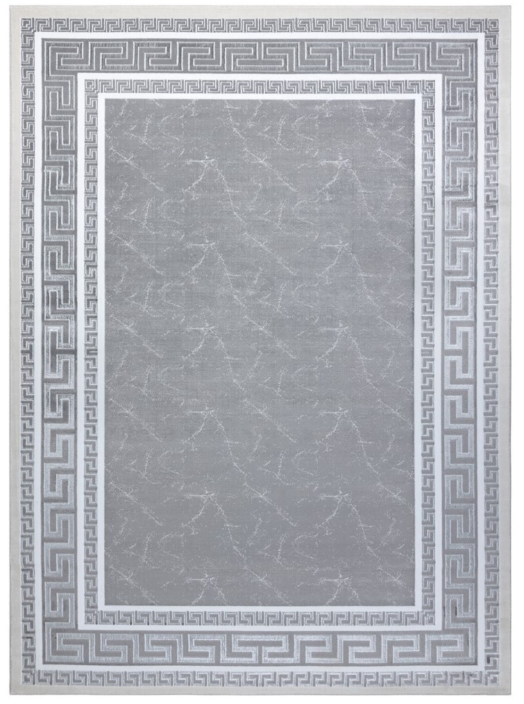 Ковровая дорожка Hakano Mosse Frame 2, белый/серый, 250 см x 70 см