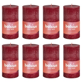 Svece VLX Shine Velvet Red cilindriskas, 30 h, 50 mm x 100 mm, 8 gab.