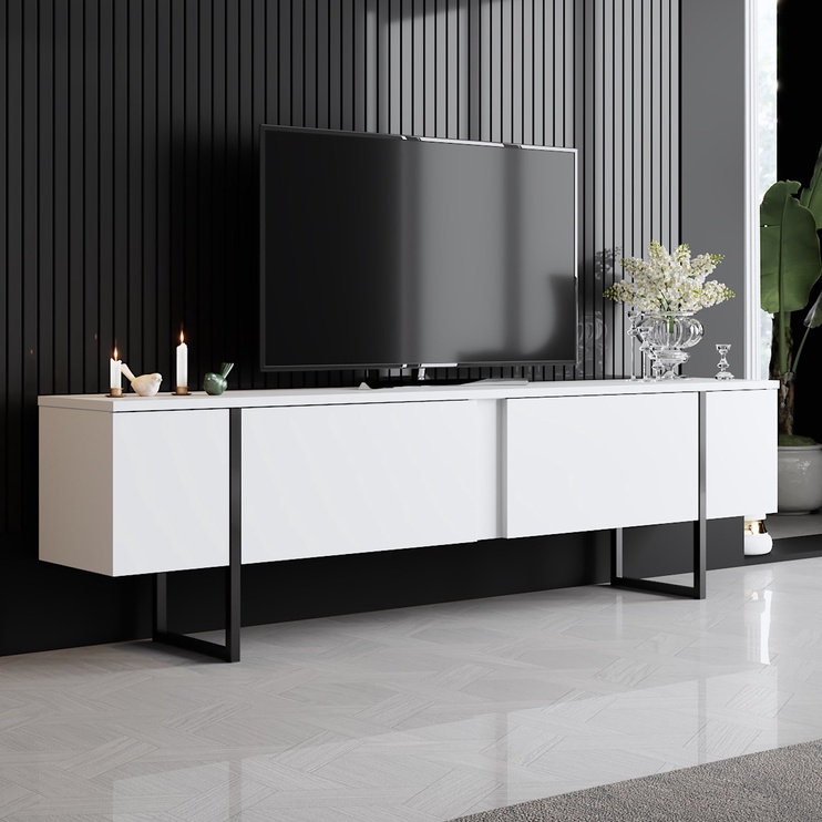 TV-laud Kalune Design Luxe, valge/must, 30 cm x 180 cm x 50 cm