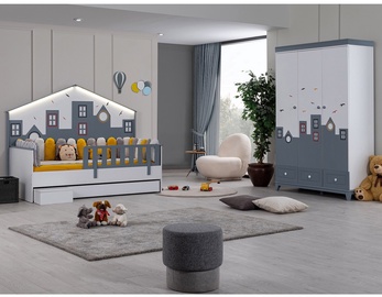 Комплект мебели для спальни Kalune Design Cýty G-Myy-Kor-3Kd, детская комната, белый/серый