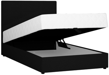 Кровать двухместная Home4you Leiko, 140 x 200 cm, черный, с матрасом, с решеткой