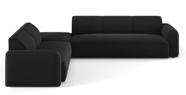 Stūra dīvāns Micadoni Home Greta Velvet, melna, kreisais, 315 x 250 cm x 72 cm