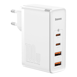 Telefona lādētājs Baseus CCGAN2P-L02, 2 x USB/2 x USB-C, balta, 100 W