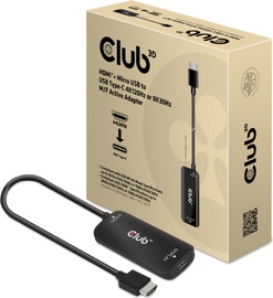 Adapteris Club 3D HDMI + Micro USB to USB Type-C 4K120Hz or 8K30Hz M/F Active HDMI, USB Type-C, 1 m, juoda