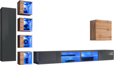 Sektsioonkapp ASM Switch XXVI, tamm/grafiit, 320 cm x 40 cm x 150 cm