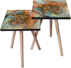 Набор журнальных столиков Kalune Design 2SHP280, многоцветный, 350 мм x 350 мм x 470 мм