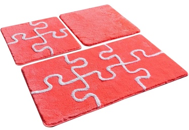 Vannasistabas paklājiņu komplekts Foutastic Puzzle 359CHL3211, sarkana/oranža, 60 cm x 100 cm