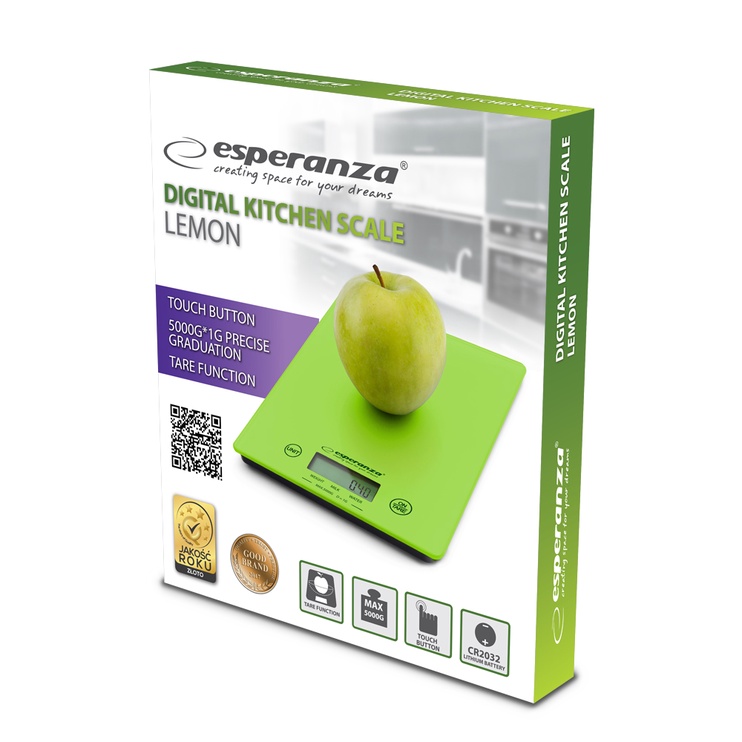 Elektroninės virtuvinės svarstyklės Esperanza Lemon EKS002, žalios