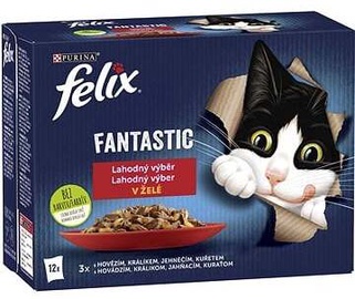 Влажный корм для кошек Purina Fantastic Adult, баранина/говядина/крольчатина, 0.085 кг, 12 шт.