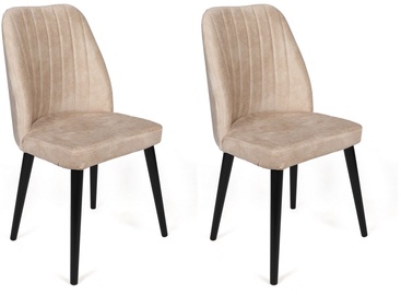 Ēdamistabas krēsls Kalune Design Alfa 434 974NMB1632, melna/krēmkrāsa, 49 cm x 50 cm x 90 cm, 2 gab.