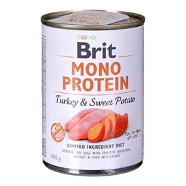 Mitrā barība (konservi) suņiem Brit Mono Protein Turkey & Sweet Potato, tītara gaļa/saldais kartupelis, 0.4 kg
