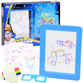 Krāsošanas komplekts Yi Ma Toys Glow Drawing Board 9965, zila/daudzkrāsaina