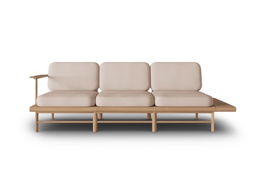 Kampinė lauko sofa Calme Jardin Belize, smėlio, dešininė, 80 cm x 245 cm x 74 cm