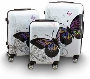 Koferu komplekts Bituxx Butterfly, daudzkrāsaina, 115 l, 30 x 53 x 77 cm